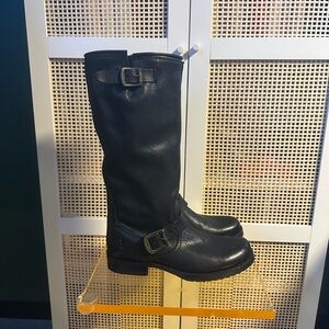Frye Veronica Slouch Black Tall Buckle Riding Boots